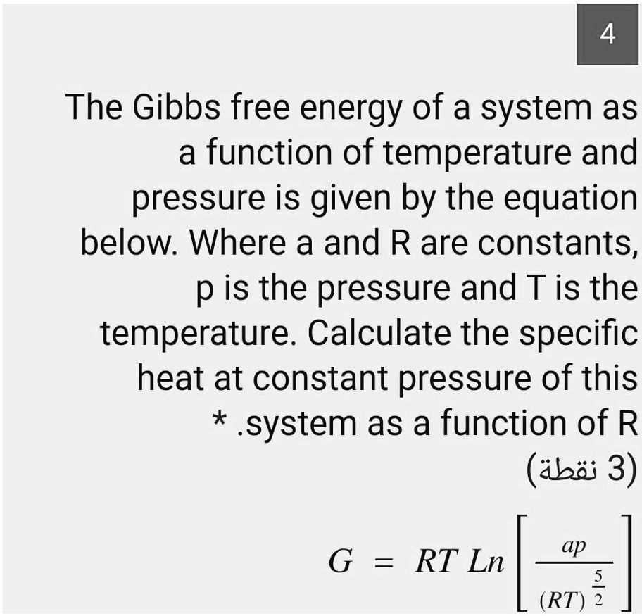 4 the gibbs free energy of a system as a function of temperature and ...
