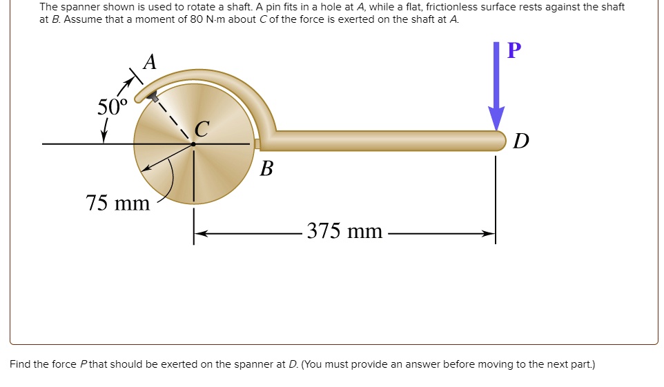SOLVED: The spanner shown is used to rotate a shaft.A pin fits in a ...