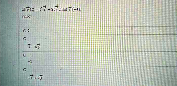 If r⃗ (t) = -t^2 i⃗ - 2t j⃗, find r⃗ (-1).