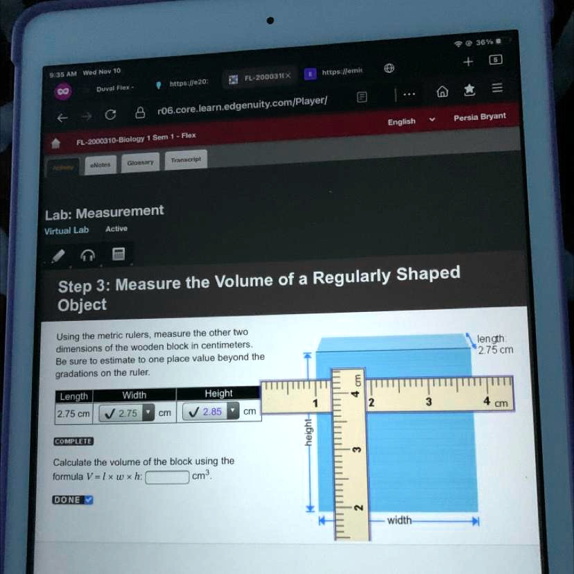 SOLVED Calculate the volume of the block using the formula V