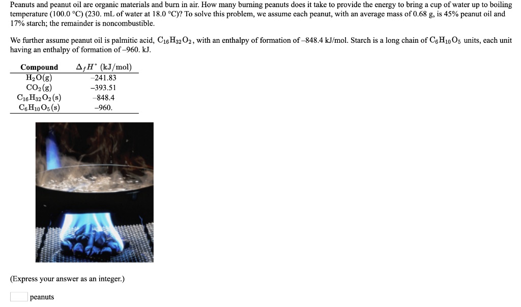 SOLVED Peanuts and peanut oil are organic materials and burn in air
