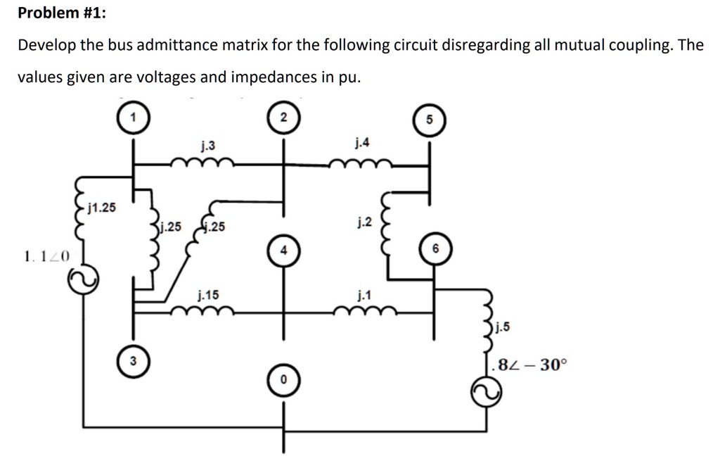 SOLVED: Develop the bus admittance matrix for the following circuit ...