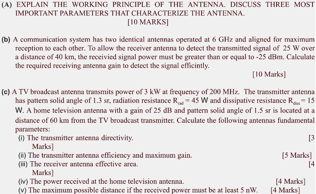 SOLVED Text IMPORTANT PARAMETERS THAT CHARACTERIZE THE ANTENNA. [10