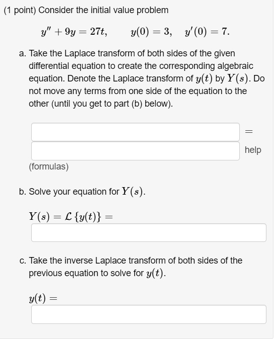 SOLVED: point) Consider the initial value problem y