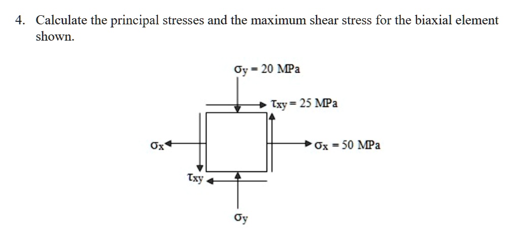 4. Calculate the principal stresses and the maximum shear stress for ...