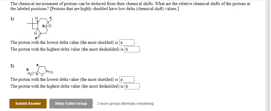 SOLVED: The chemical environment of protons can be decuced from their