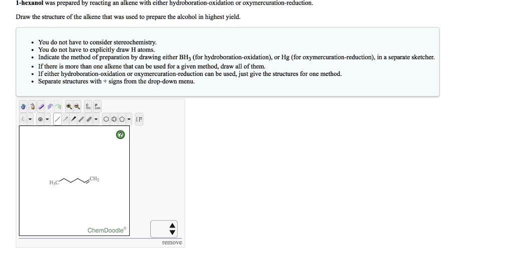 SOLVED: 1-hexanol was prepared by reacting an alkene with either ...