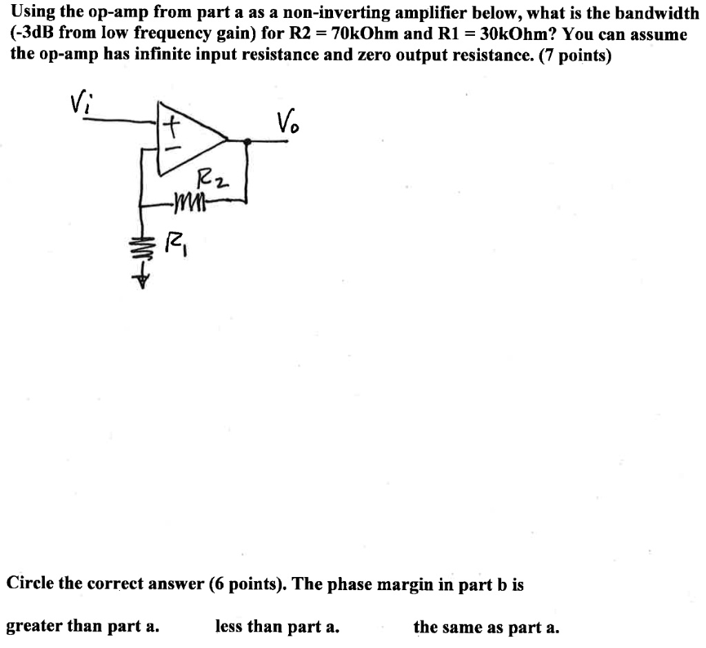 SOLVED: Using The Op-amp From Part A As A Non-inverting Amplifier Below ...