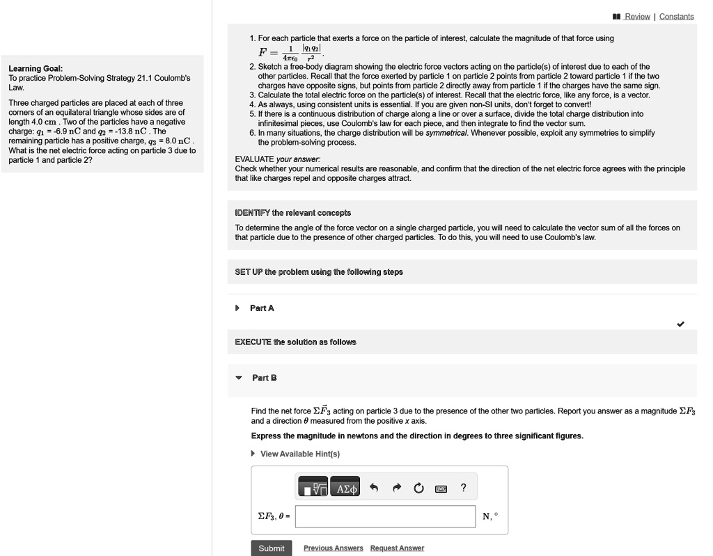 Solved Part B Please Review I Constants 1 For Each Particle That