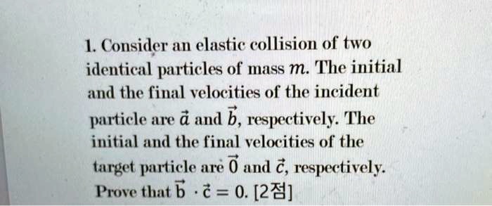 SOLVED:1. Consider a elastic collision of two identical particles of ...
