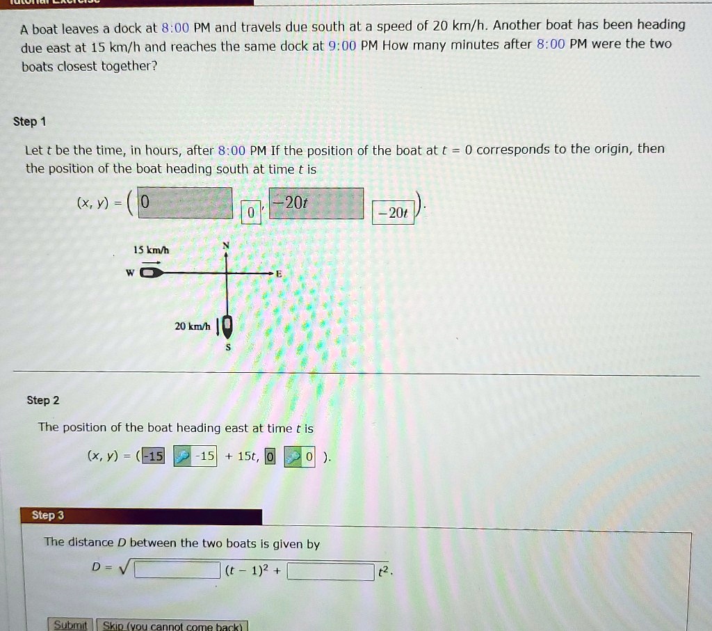 solved-a-boat-leaves-a-dock-at-8-00-pm-and-travels-due-south-at-a