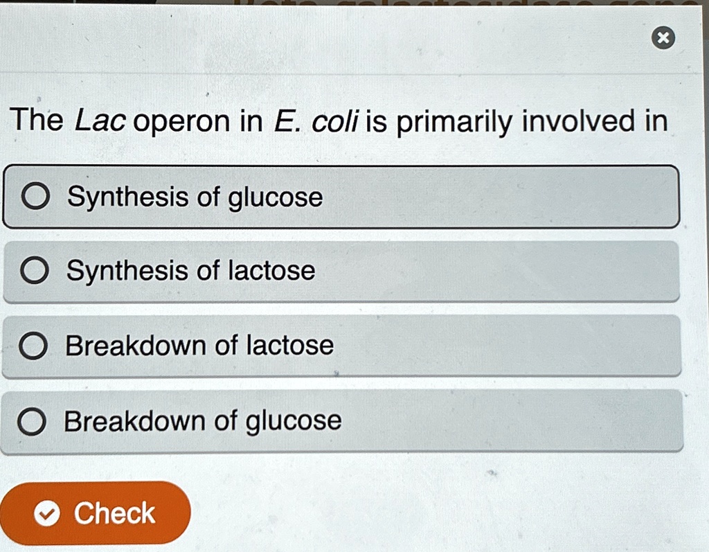 the lac operon in e coli is primarily involved in synthesis of glucose ...