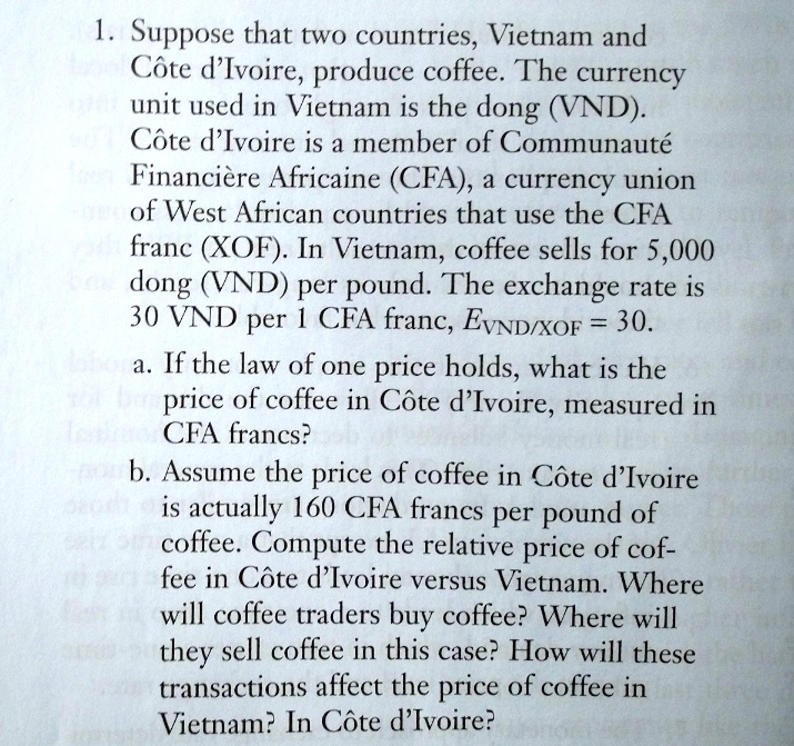 SOLVED Suppose that two countries, Vietnam and Cote d'Ivoire, produce