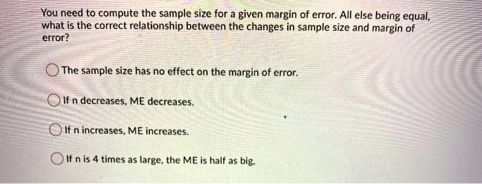 You need to compute the sample size for a given margin of error. All ...