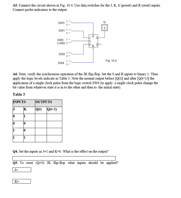 SOLVED: A5. Connect the circuit shown in Fig. 10.4. Use data switches ...