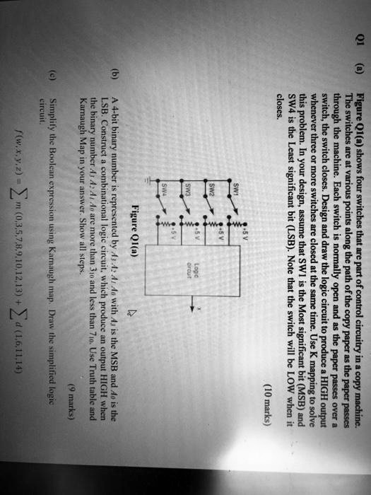 Q1 Circuit C B Closes A M Fwxyz Simplify The Boolean Expression Using ...