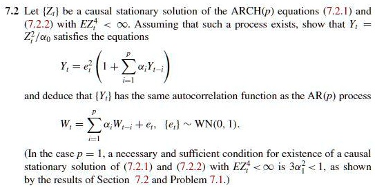 Zx Equation 72 let z be causal stationary solution of the archp equations 721 and ...