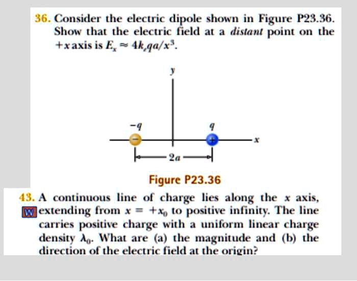 36. Consider the electric dipole shown in Figure P23.36. Show that the ...