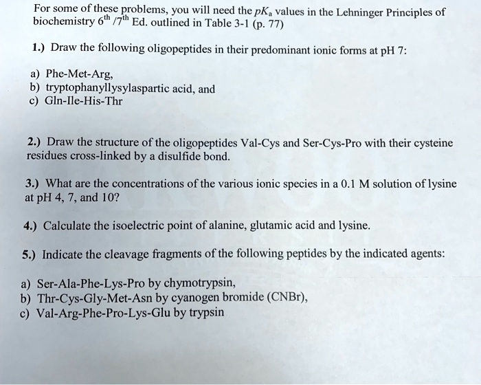 SOLVED: For some of these problems you will need the pKa values in the
