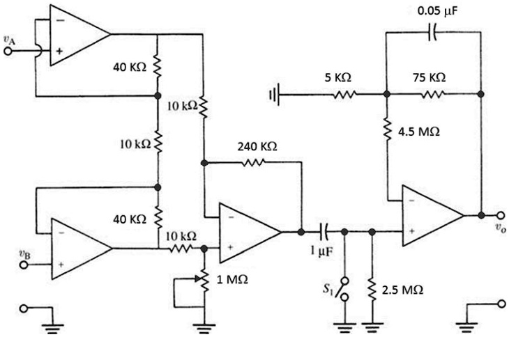 SOLVED: In the ECG amplifier circuit shown, calculate (20 points): a ...