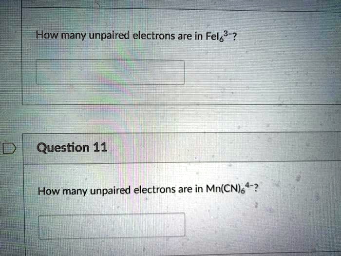total number of unpaired electrons in cof6 3