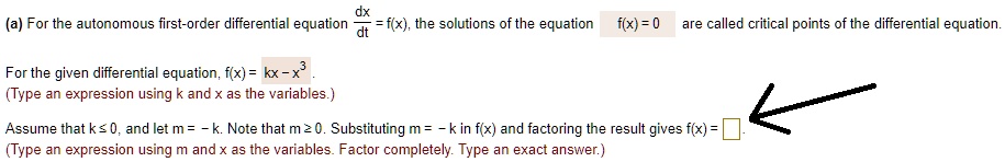 Solved A For The Autonomous First Order Differential Equation F X The Solutions Of The