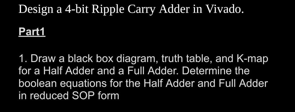 design a 4 bit ripple carry adder in vivado part1 1 draw a black box ...