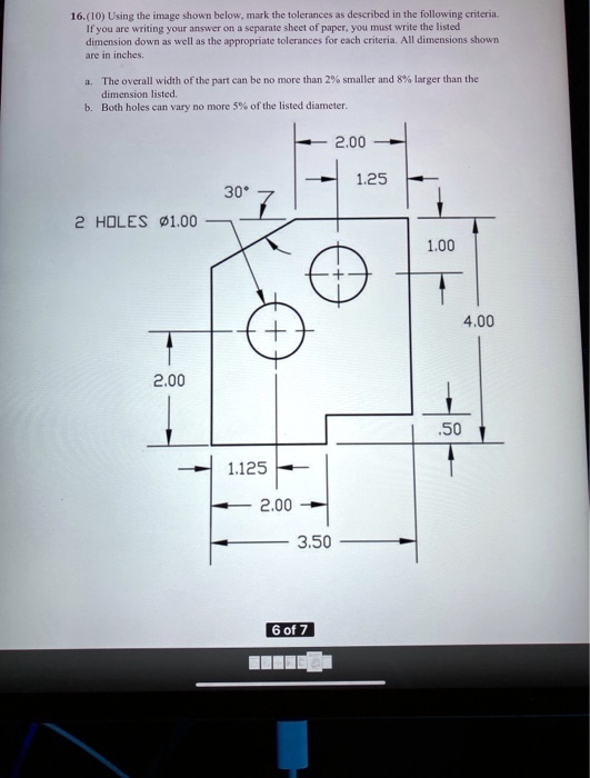 16.(10) Using the image shown below, mark the tolerances as described ...