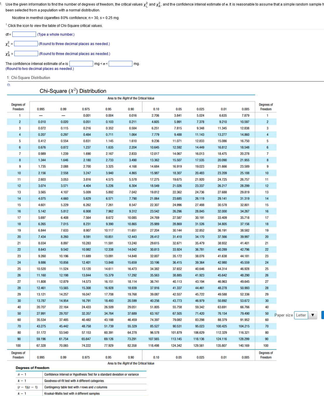 use the given information to find the number of degrees of freedom the ...