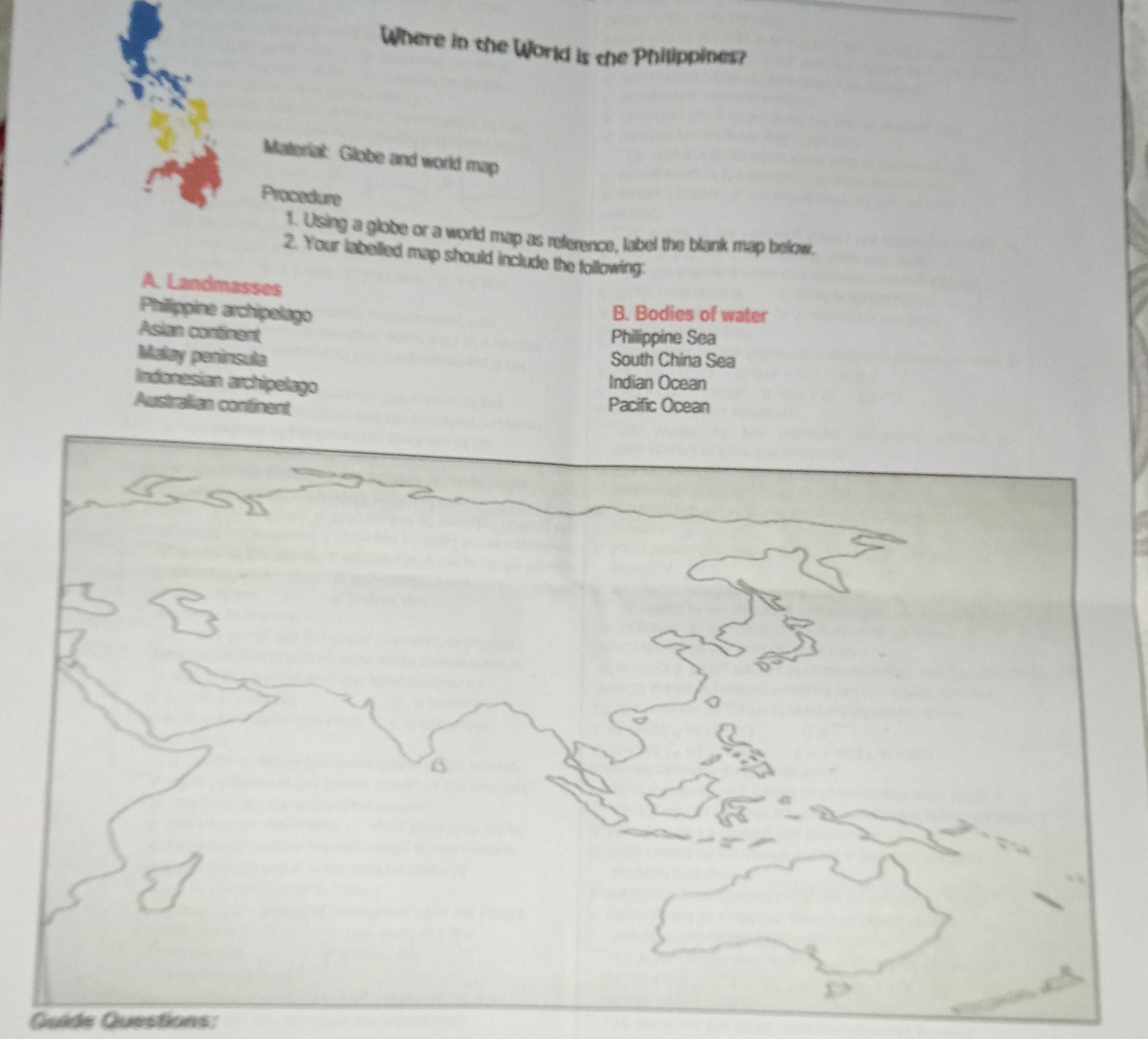 SOLVED: Where in the Worid is the Pnillppines? Matorix Giote and world ...