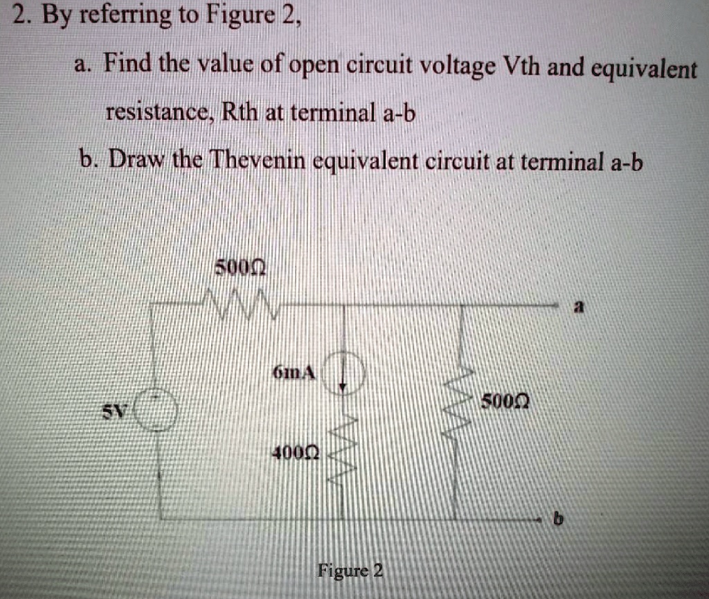 SOLVED: 2. By referring to Figure 2: a. Find the value of open circuit ...