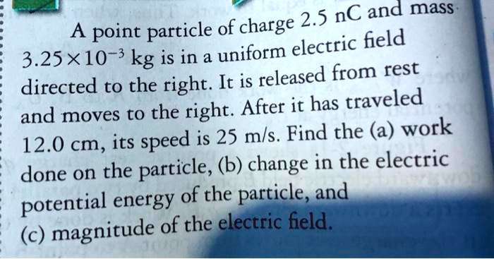 SOLVED: 2.5 nC and mass- A point particle of charge electric field 3 ...