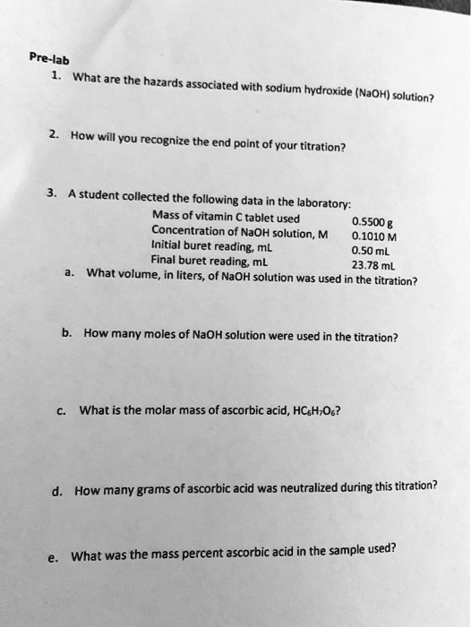 SOLVED PreLab What are the hazards associated with sodium hydroxide