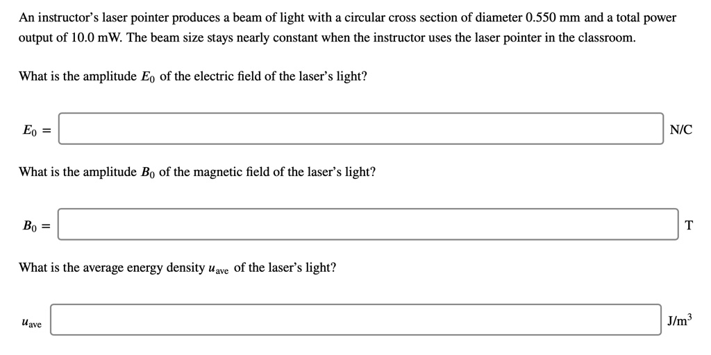 An instructor's laser pointer produces a beam of… SolvedLib
