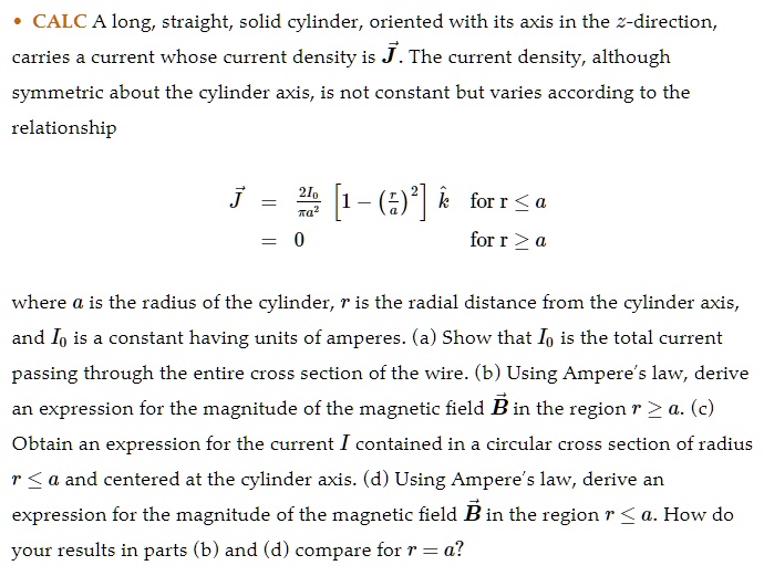 CALC A Long, Straight; Solid Cylinder, Oriented With … - SolvedLib