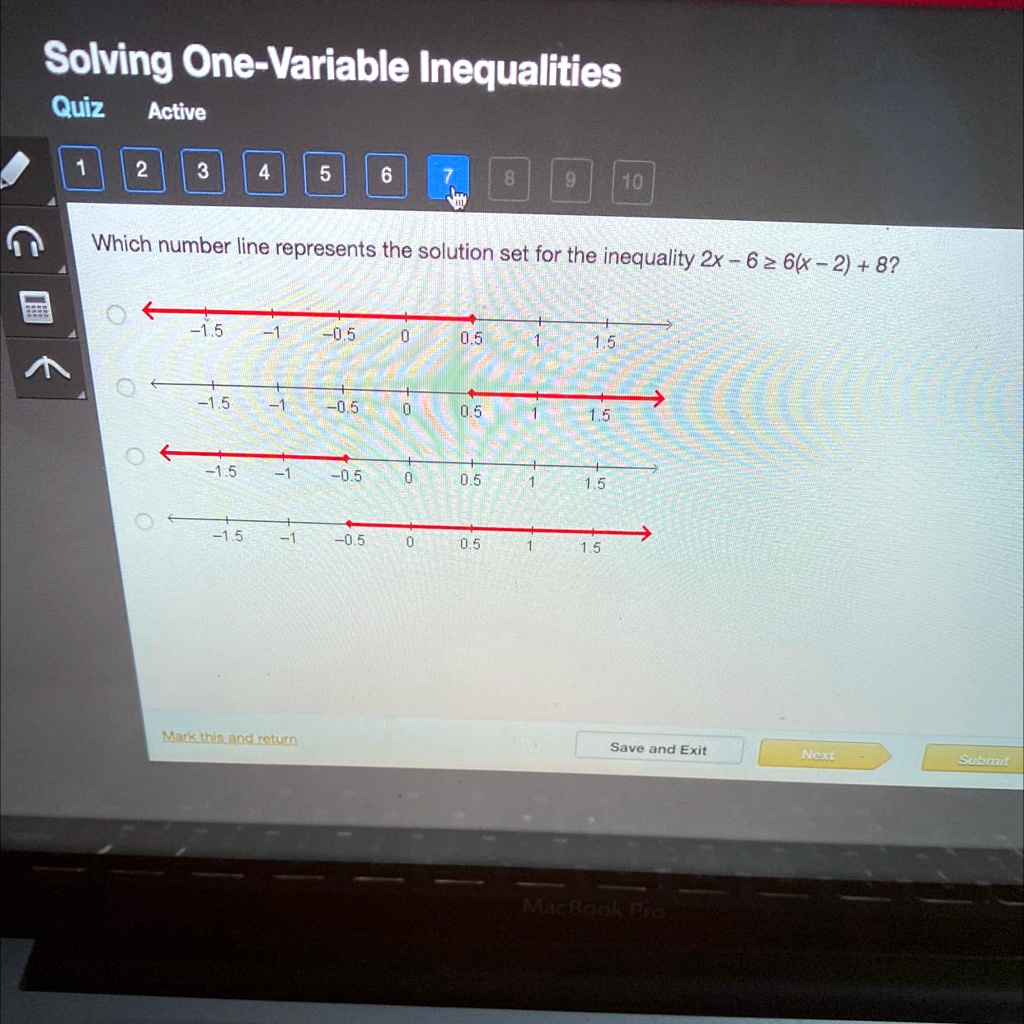 which number line shows the solution set for 8 2p 6