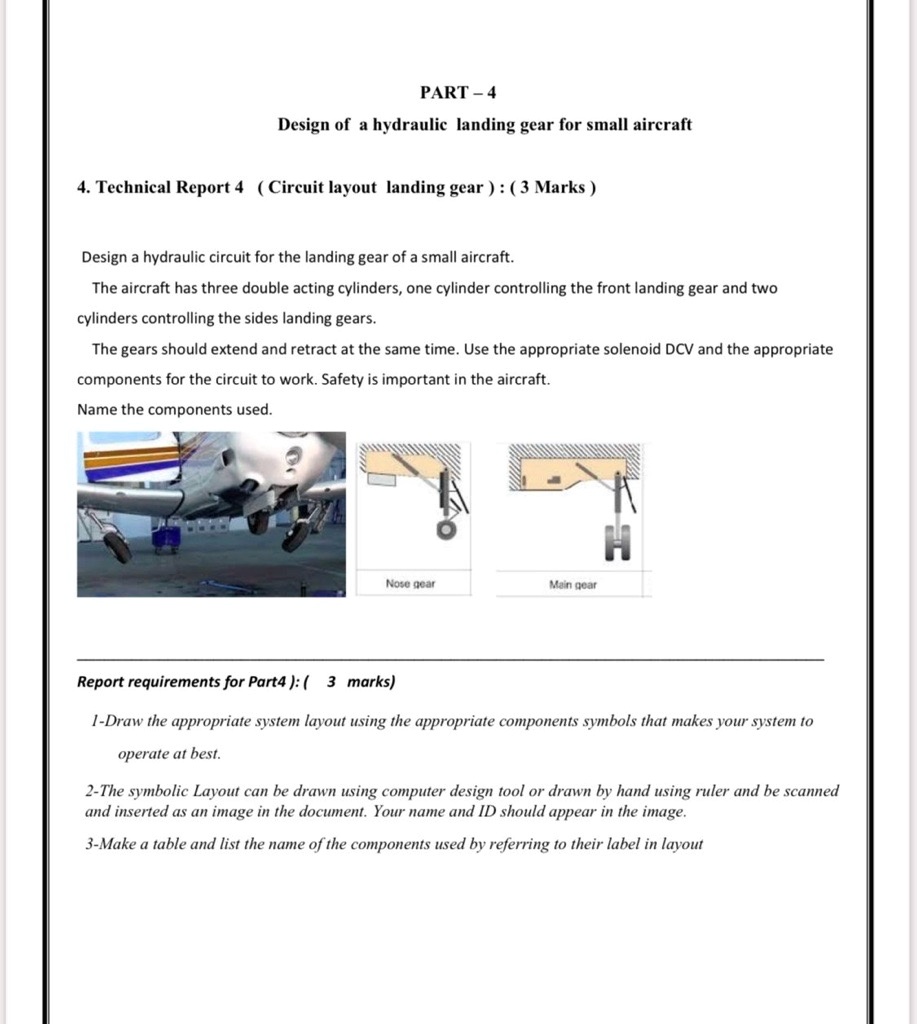 SOLVED: Texts: PART-4 Design of a hydraulic landing gear for small
