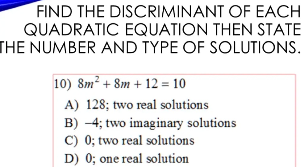 how to find the discriminant