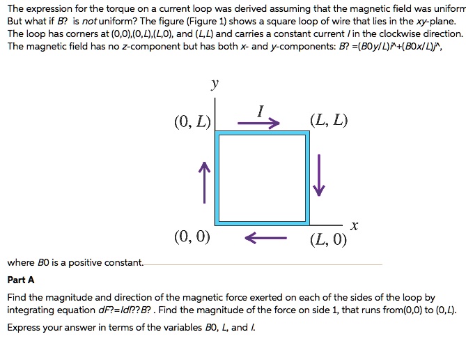 SOLVED: The expression for the torque on a current loop was derived ...
