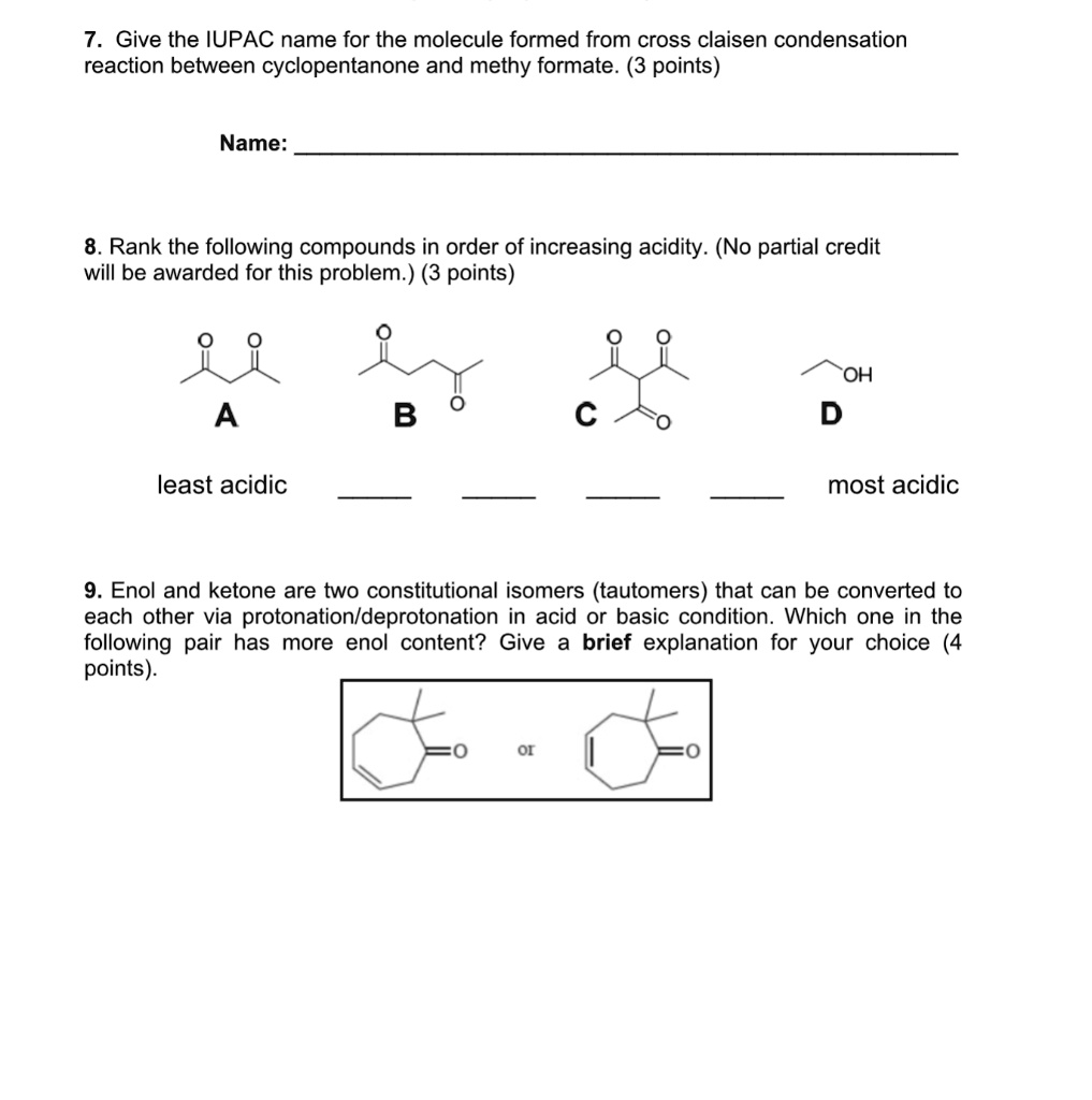 7. Give the IUPAC name for the molecule formed from cross...