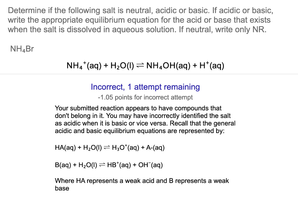 SOLVED Determine if the following salt is neutral, acidic or basic. If