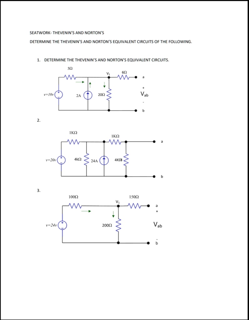 SOLVED: Determine the Thevenin's and Norton's equivalent circuits ...