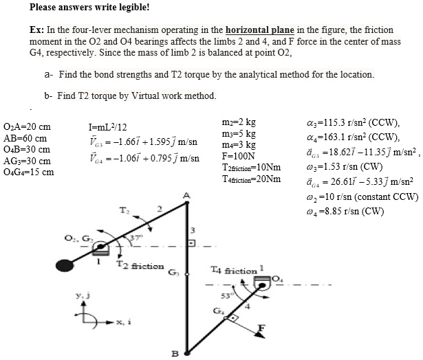 SOLVED: Please answers write legible! Ex: In the four-lever mechanism ...