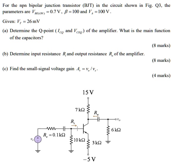 SOLVED: For the npn bipolar junction transistor (BJT) in the circuit ...