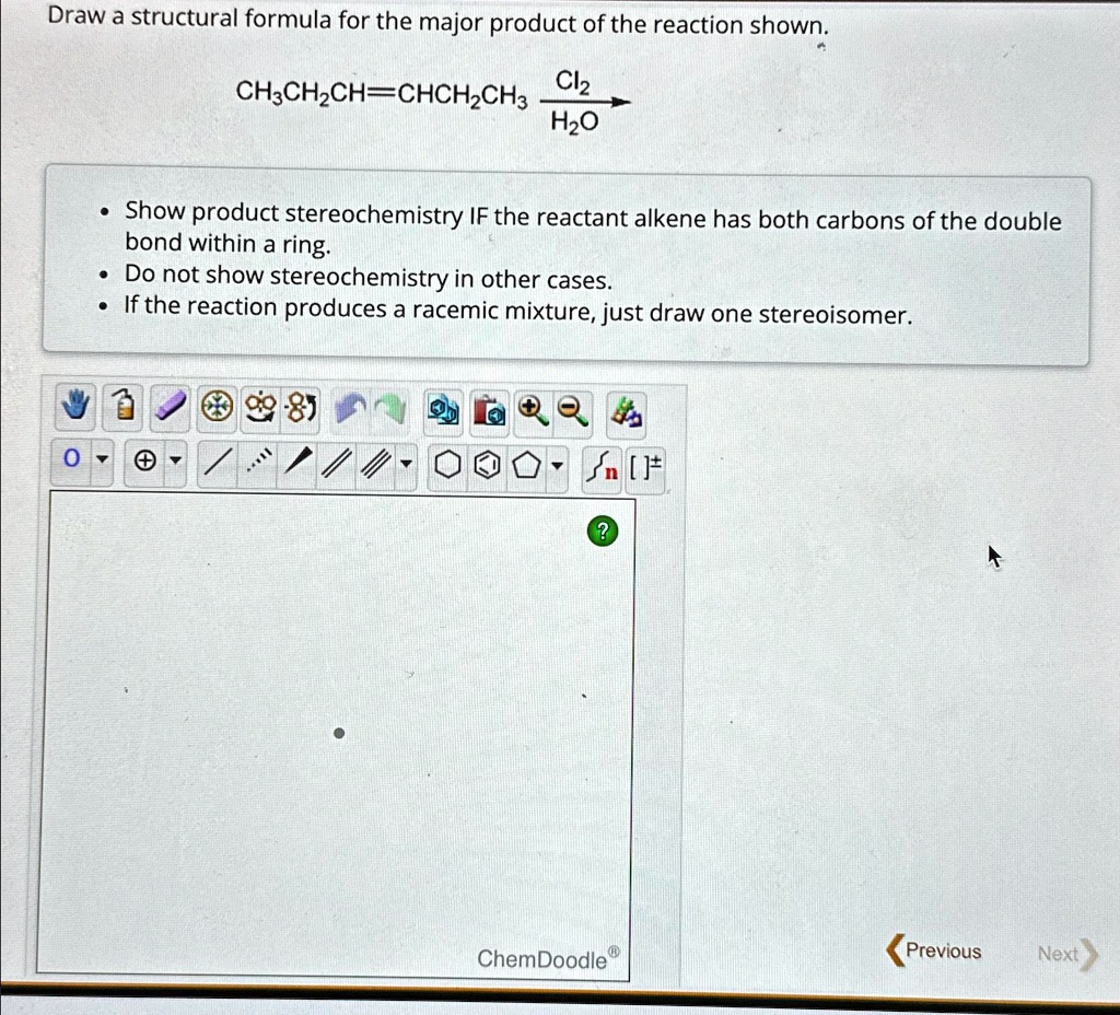 SOLVED: Draw a structural formula for the major product of the reaction ...