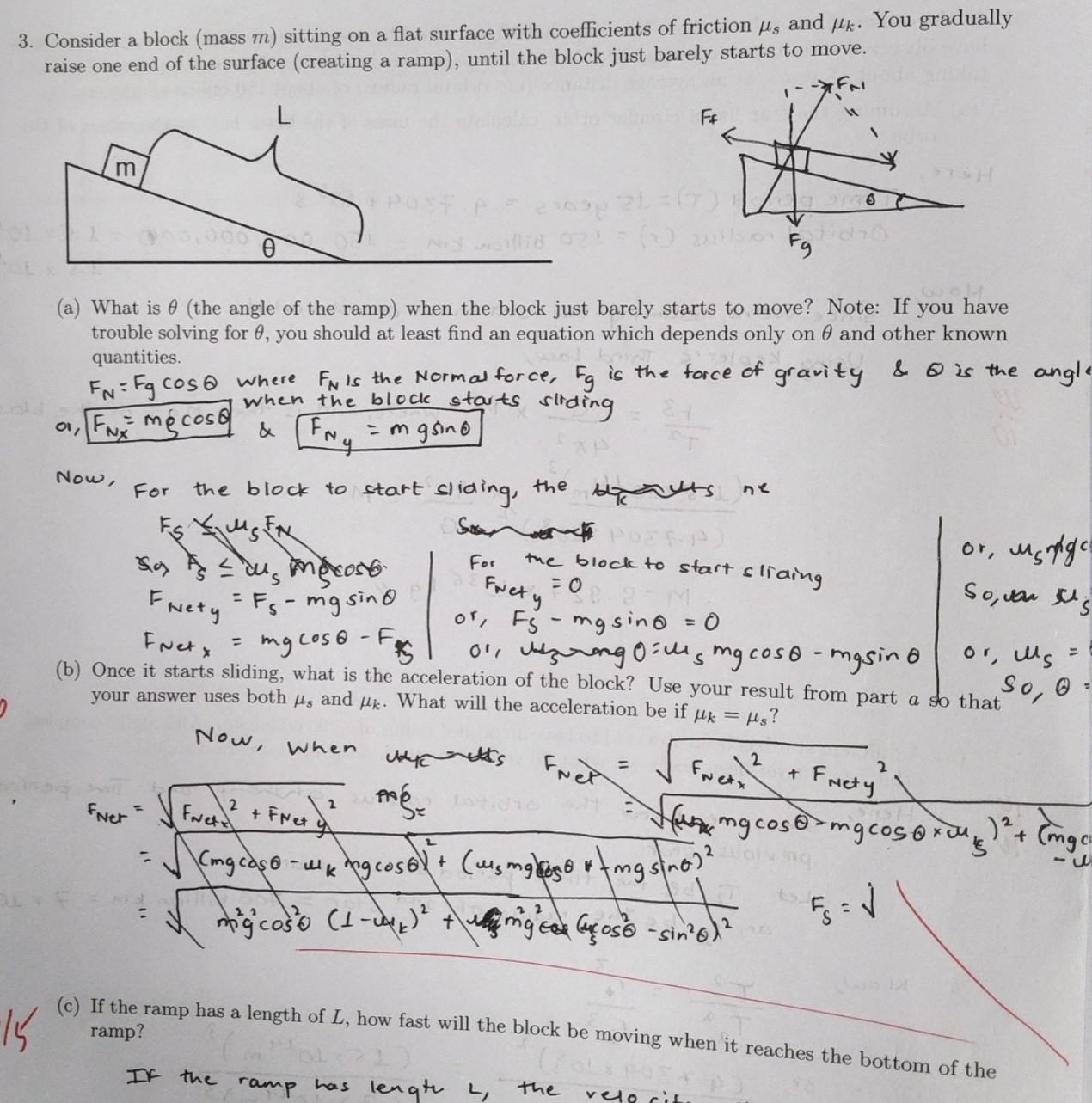 SOLVED 3. Consider a block (mass m ) sitting on a flat surface with