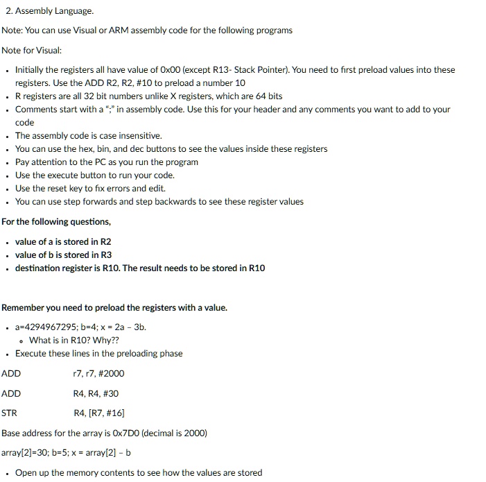 SOLVED A What is the value that is stored in R2 B What is the