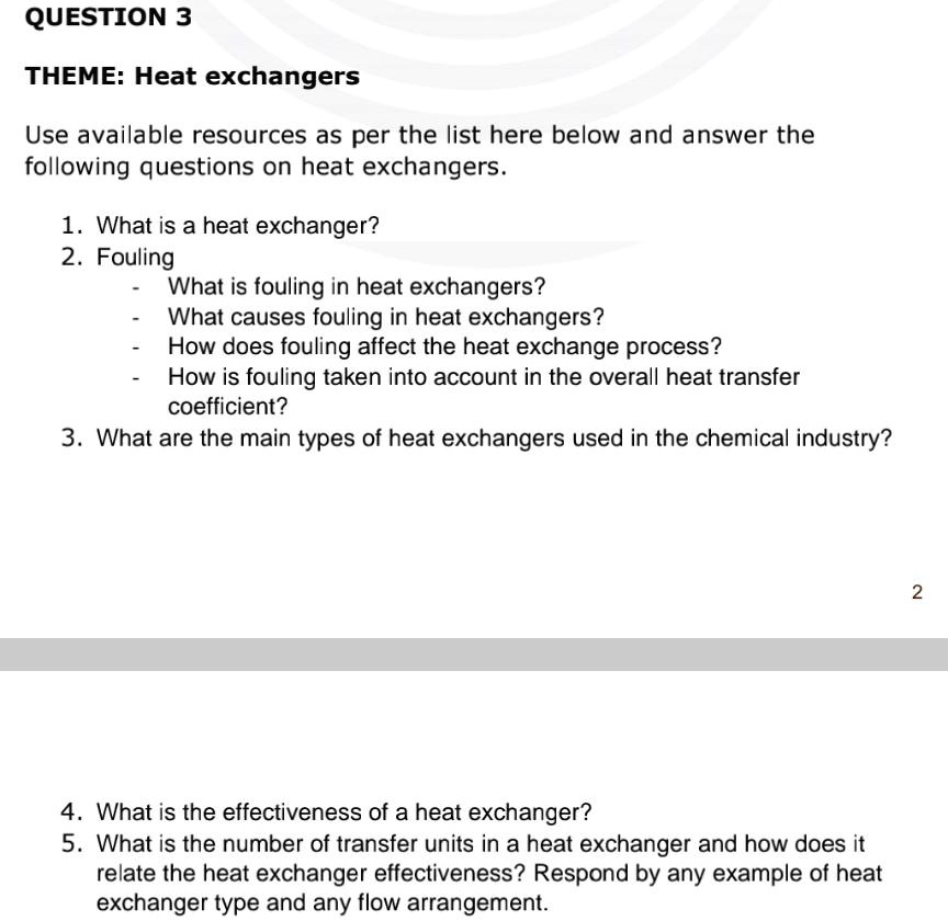 SOLVED QUESTION 3 THEMEHeat exchangers Use available resources as per