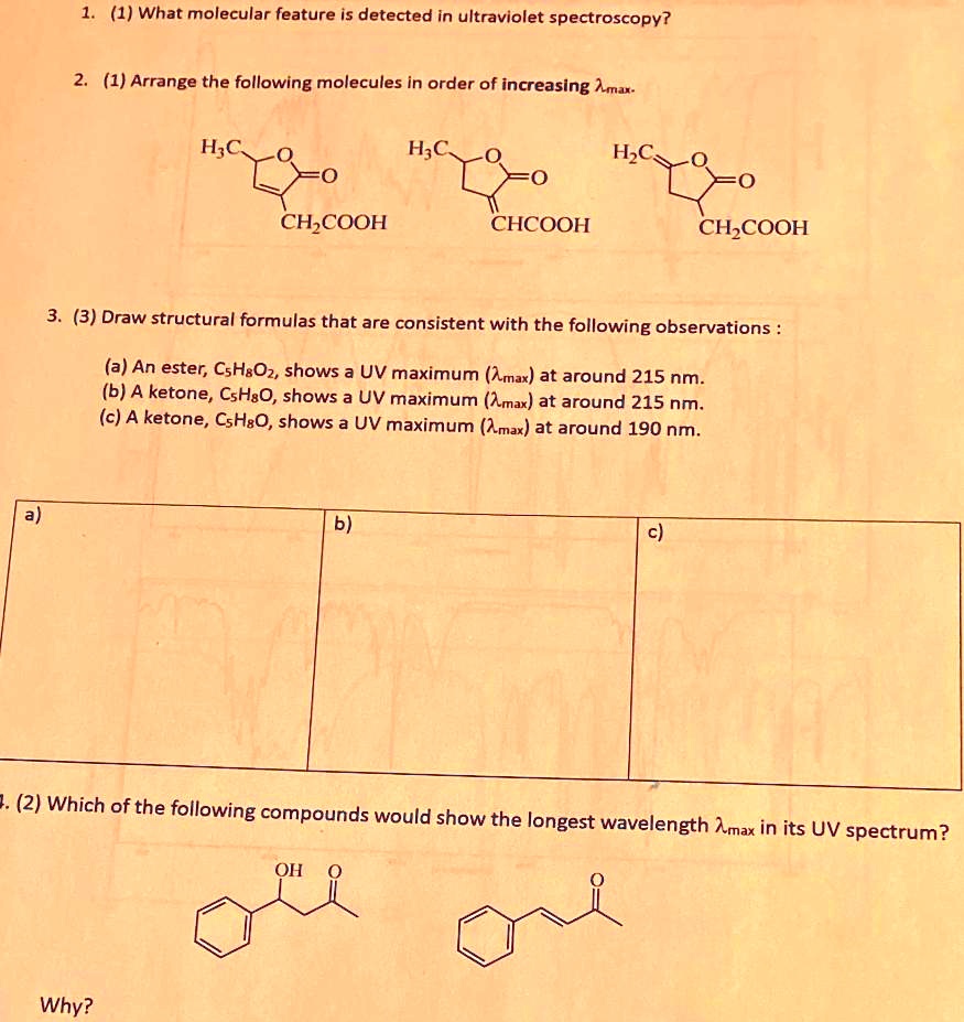 SOLVED (1) What molecular feature is detected in ultraviolet
