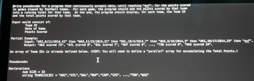 Pseoudo Code Array SOLVED: Pseudocode: 1. Declare a constant variable SIZE and set it to ...